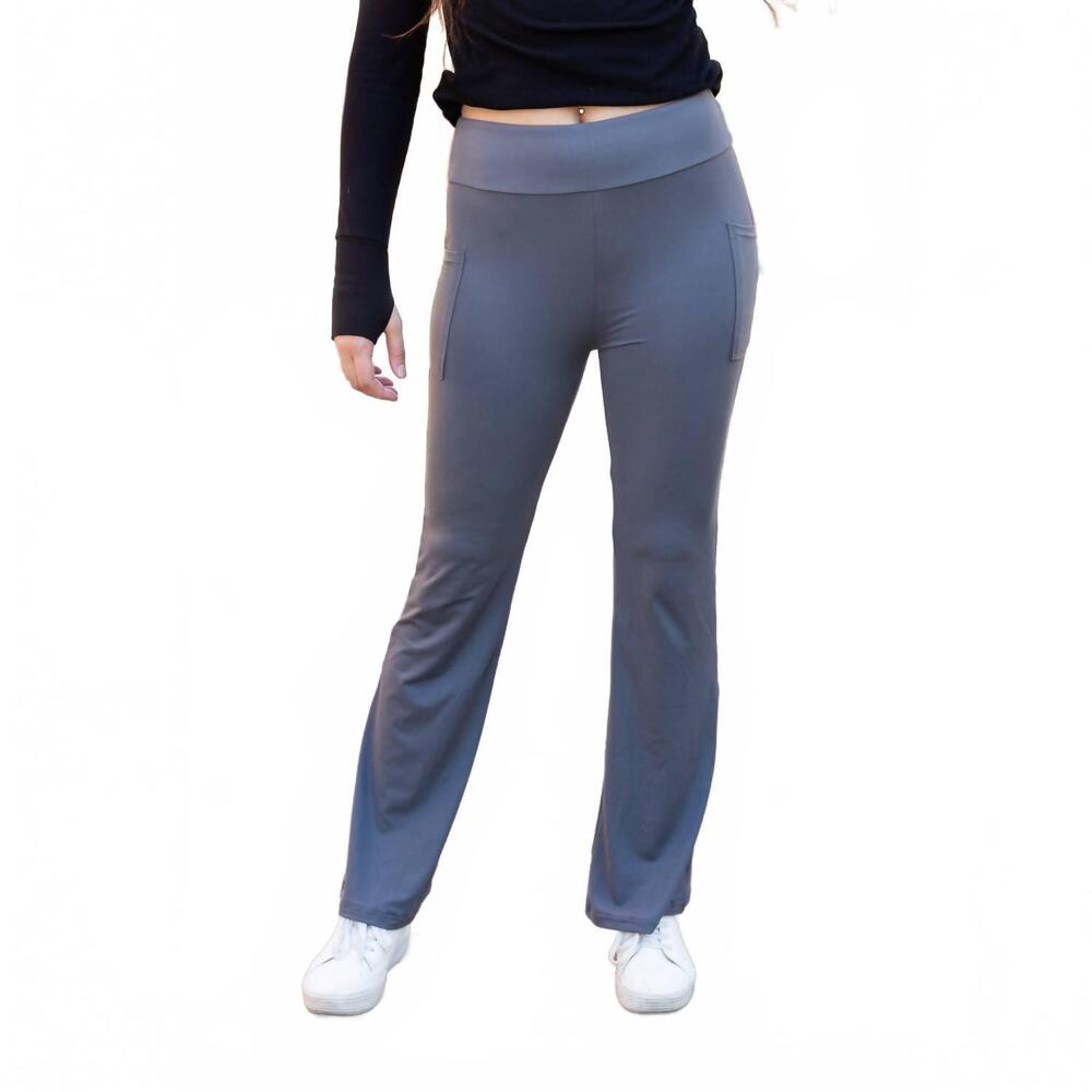 NEW JULIA ROSE cassie bootcut leggings with pockets in charcoal